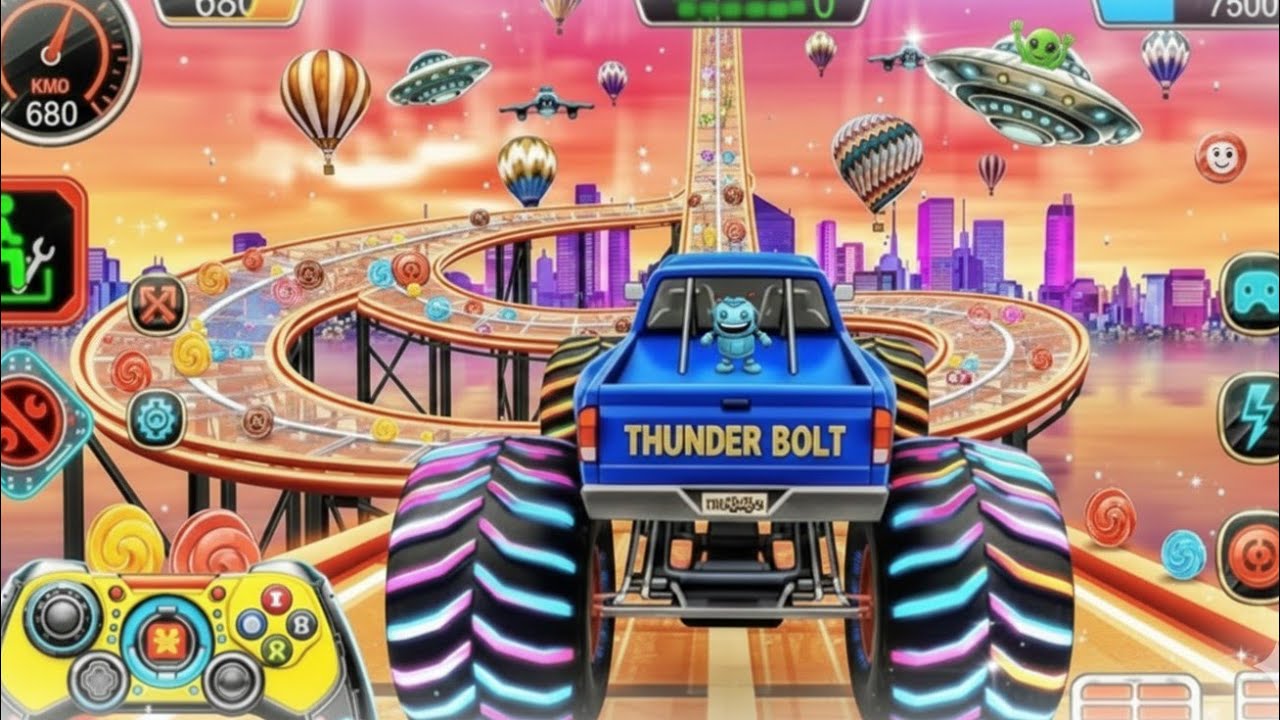 🚨Monster Truck Mega Ramp Extreme Racing Mega Ramp Extreme stunts 💥  game video 🎮