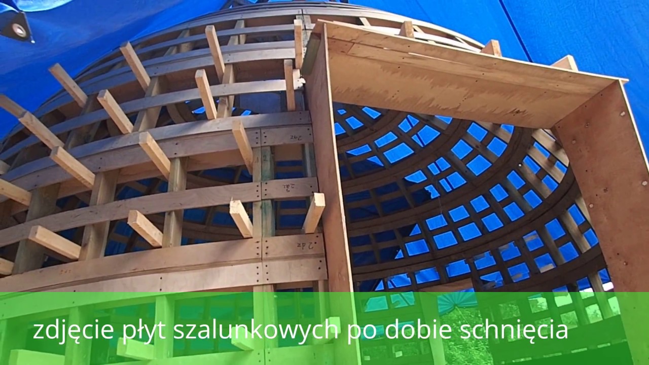 Wypełnianie kopuły betonem konopnym, भांग के पौधे से बना घर, construction of the hempcrete dome