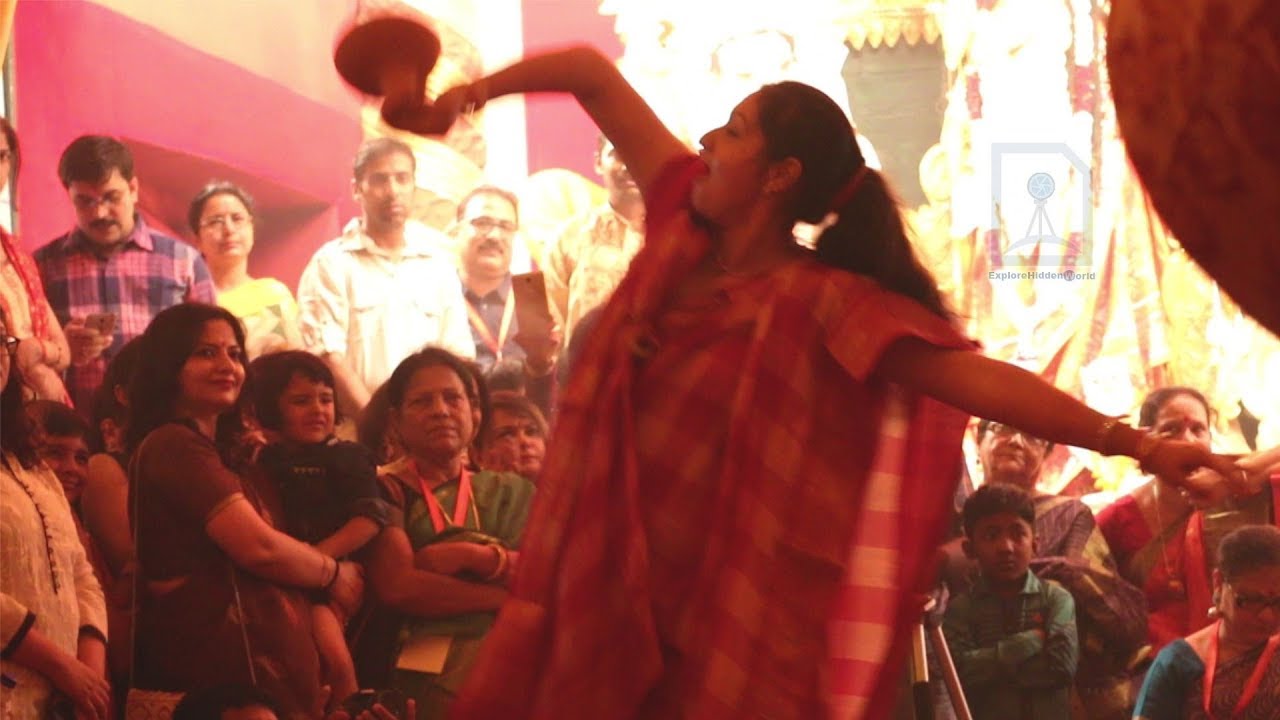Aarti dance ( Dhunuchi) competition during Durga Puja at Matri Mandir in New Delhi