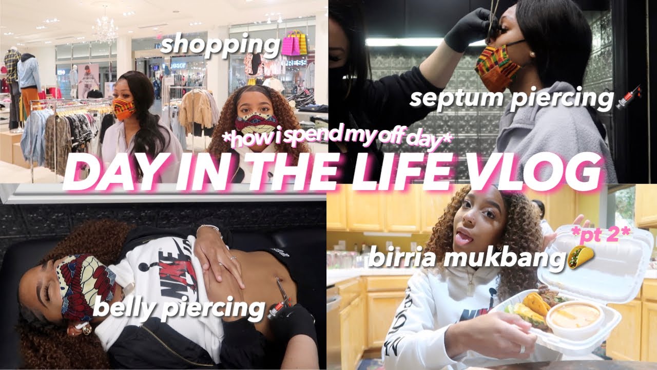 vlog: a *fun* day in my life (got my belly button pierced/septum, shopping, grwm, mukbang, etc)