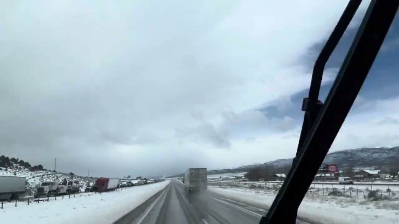 Snowy drive in Utah