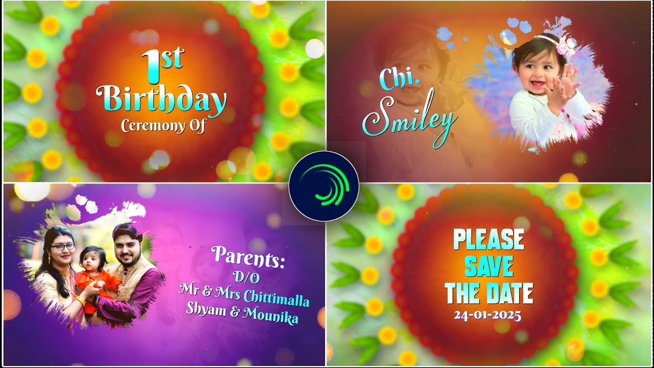1st Birthday Invitation video editing in Alight Motion | Colourful Birthday video editing