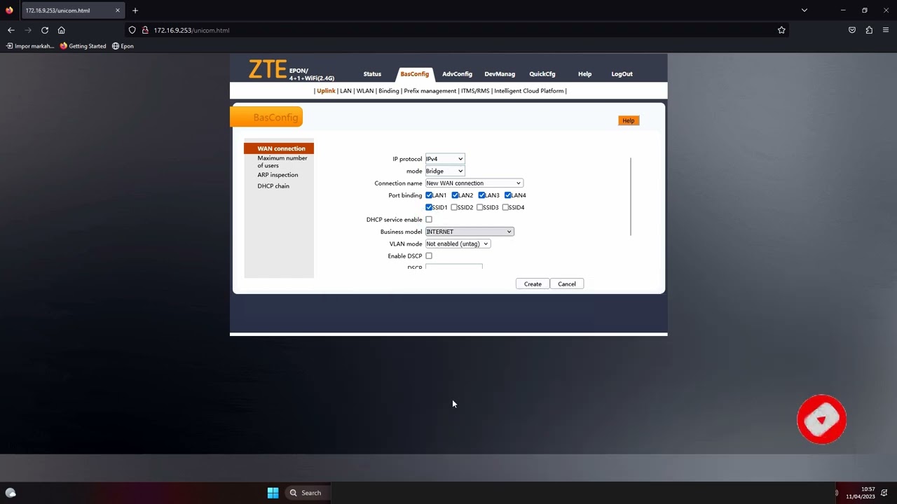 membuat mode bridge pada zte epon ZXHN F477V2