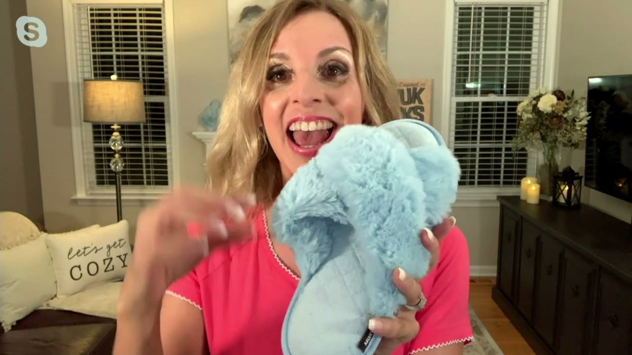 MUK LUKS Faux-Fur Crossover Strap Slippers on QVC