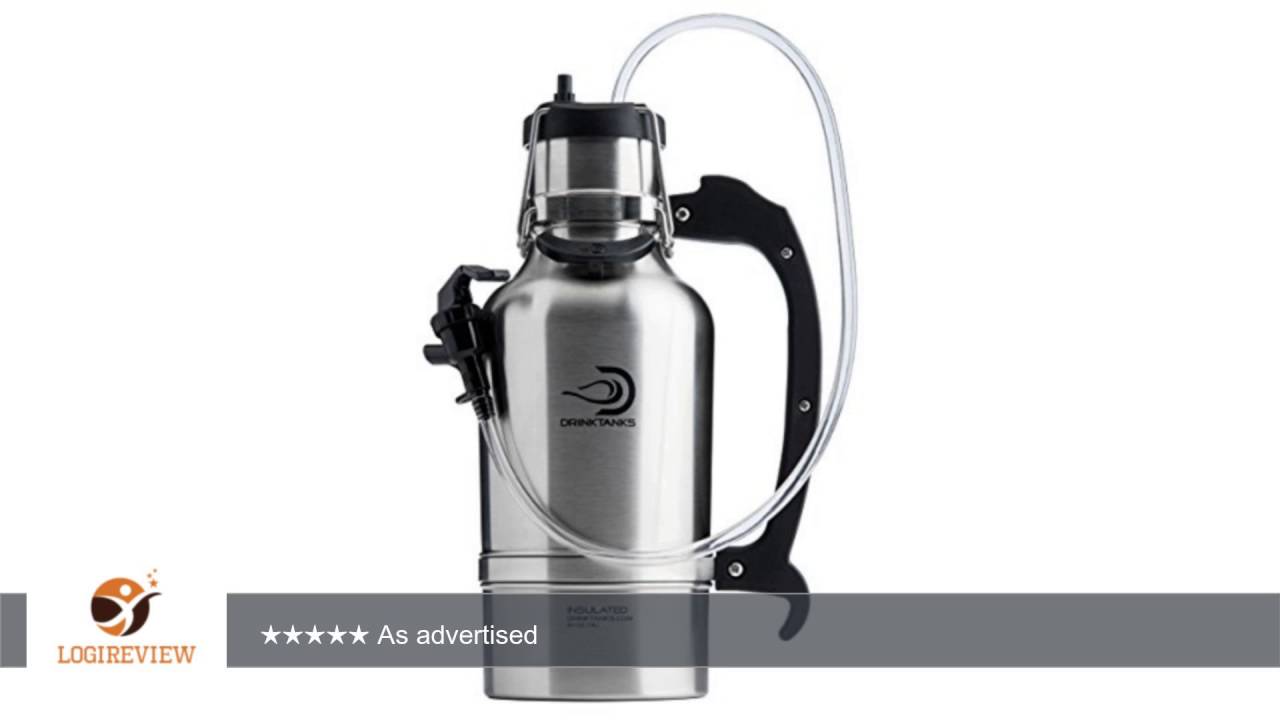 DrinkTanks Vacuum Insulated Stainless Steel Beer Growler with Keg Cap - 64 oz (Stainless Steel) |