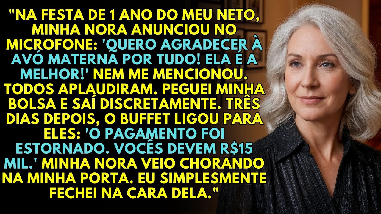 Minha nora me esqueceu nos agradecimentos da festa... O buffet cobrou R$15 mil que ela não tinha