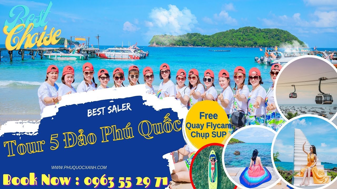 Tour 5 đảo Phú Quốc - Tour cano 4 đảo kèm cáp treo Hòn Thơm 1 ngày