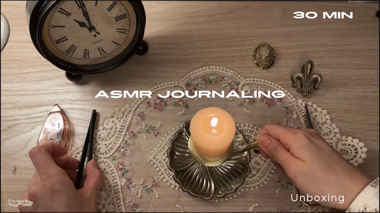 ASMR Unboxing | Preparing My Vintage Journaling Space. No ads. No talking.