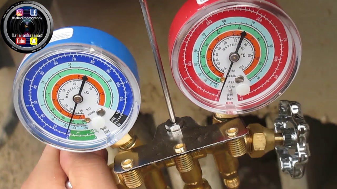 أسهل طريقة لتعبئة فريون مكيف الاسبليت Fill Freon Air Conditioner with R22
