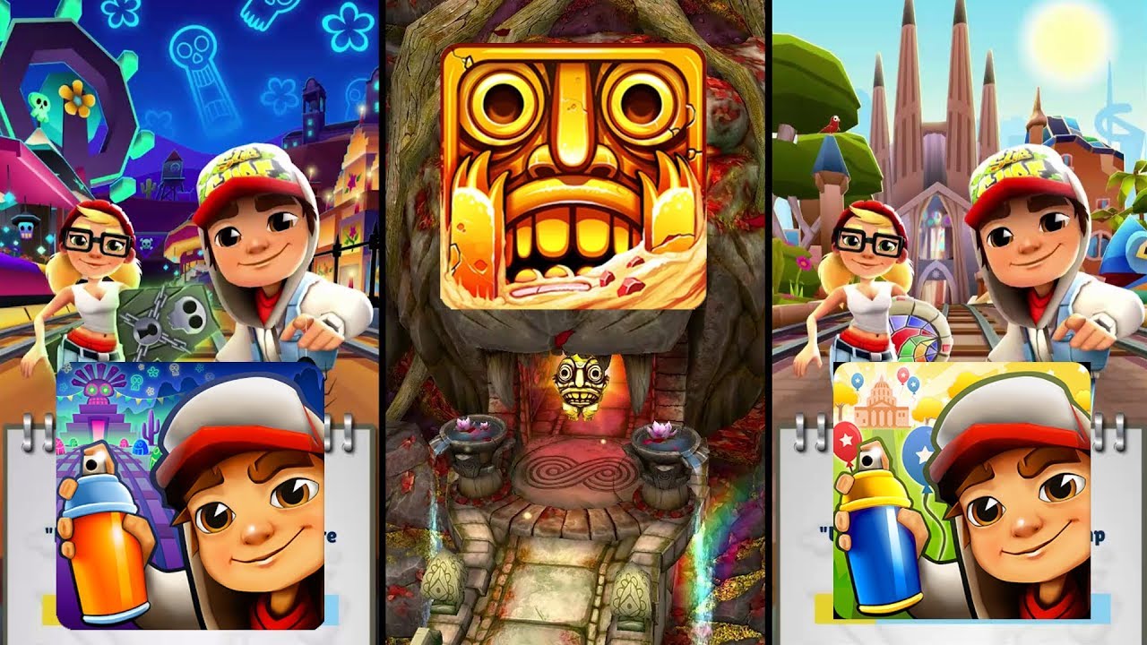 Subway Surfers Mexico Vs Temple Run 2 Jungle Fall Vs Subway Surfers Barcelona - Endless Run Gameplay