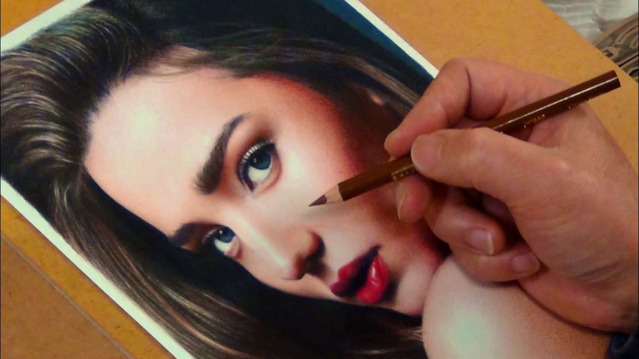 Colored Pencil Drawing Miranda Kerr / 色鉛筆画 ミランダ・カー 完成までの一部始終 動画 早送り