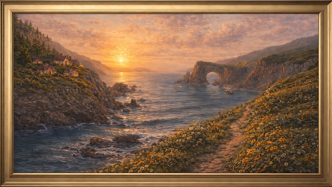 4K Golden Hour Coastal Escape | 3 Hours Ambient TV Frame Art | Samsung Frame Decor & Seaside Sunset