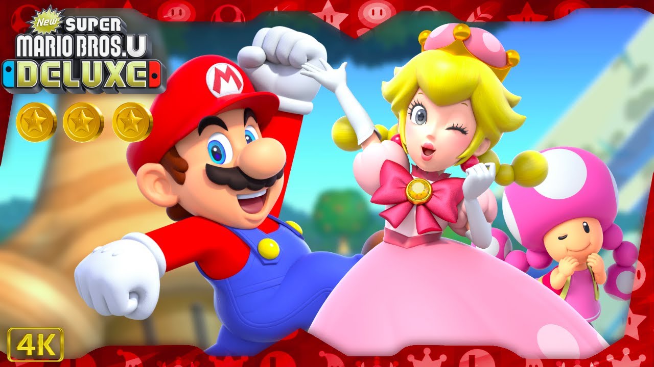New Super Mario Bros. U Deluxe ⁴ᴷ Full Playthrough 100% (All Star Coins) 2-Player Mario & Toadette
