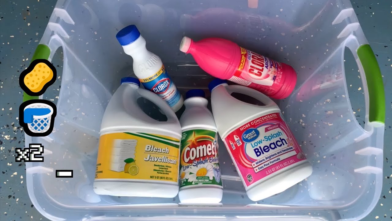 🧺🌼ASMR 7 Different Bleaches Bucket Sponge Squeezing! w/ Clorox, Cloralen & Low Splash Bleach 🌼🧺