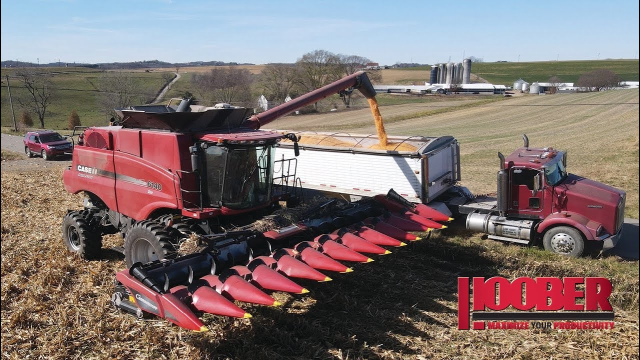 Long Farms Case IH 6140 Combine Corn Harvest