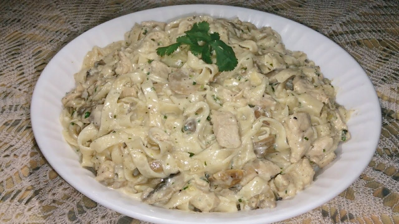 تالياتيلي بالدجاج و الفطر بالكريمة تحفة و مذاق أروع و شرح سهل و مبسط بخطوات ناجحة - Tagliatelle -