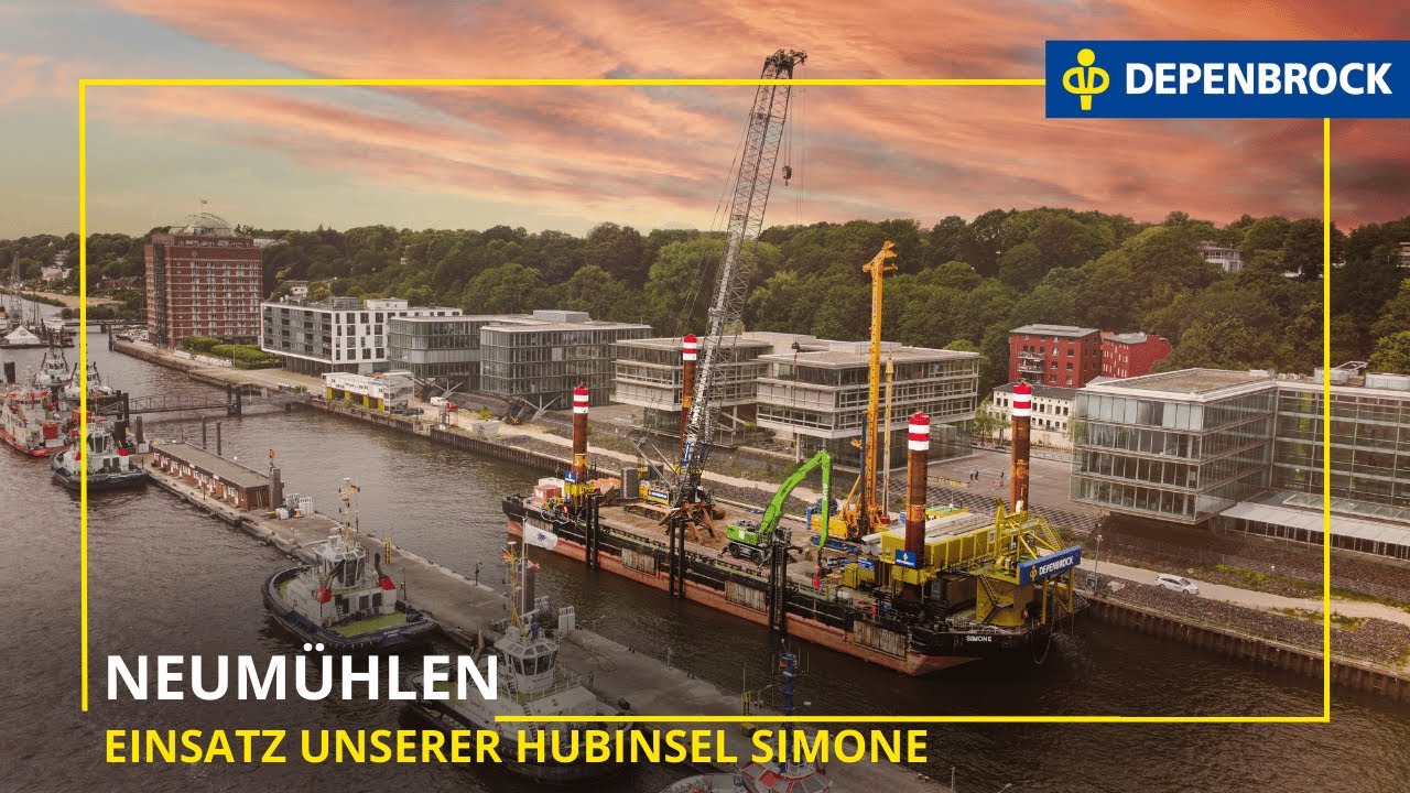 Einsatz unserer Hubinsel Simone | DEPENBROCK Baumaßnahme in Neumühlen (Hamburg)