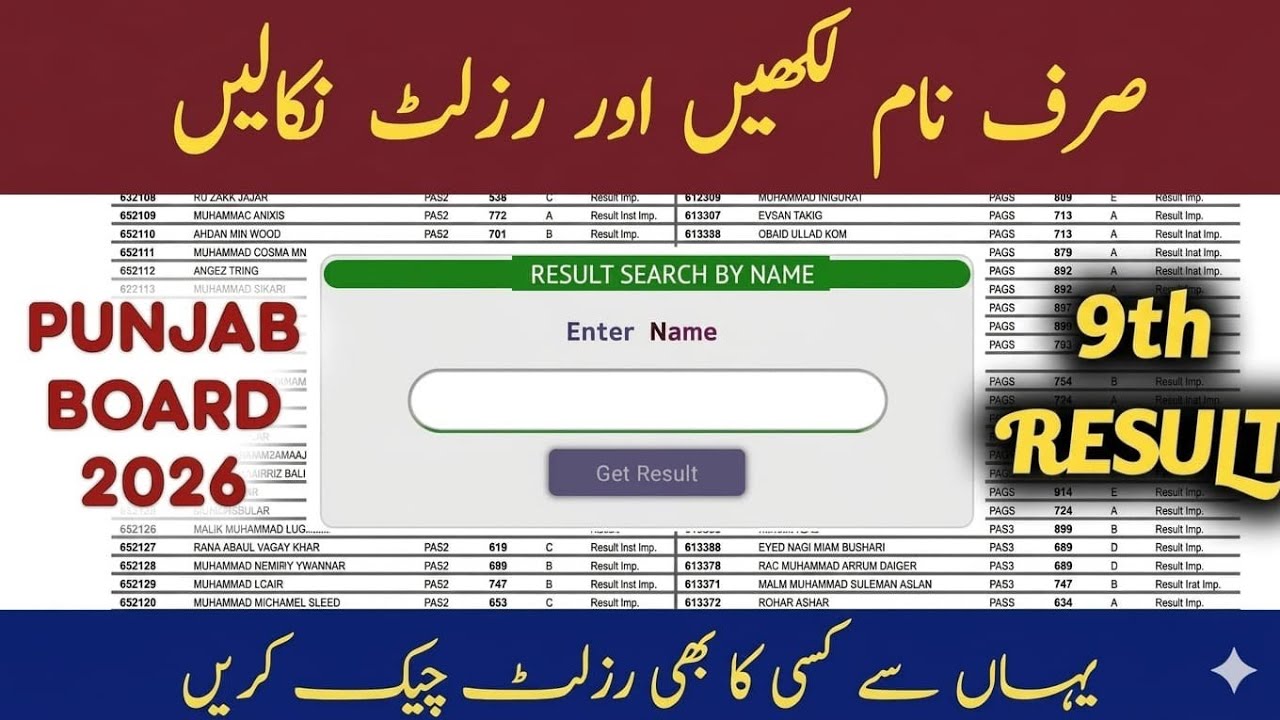 How to Check 9th class Result by name | 9th class result 2026 Gazette pdf  9th Class Result 2026