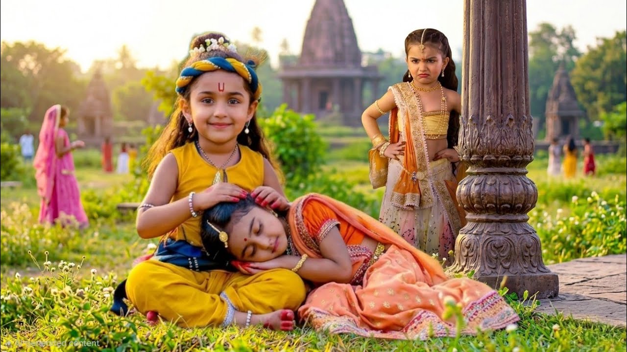 जब गोपी को गोद में सुला रहे थे कान्हा | पीछे खड़ी राधा सब देख रही थीं | Yashomati Maiyaa Ke Nandlala