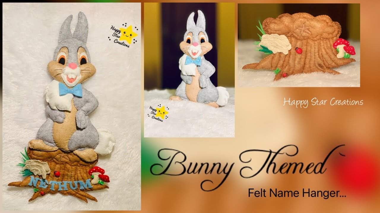Felt Bunny | Name Hanging #feltcraft #feltnamebanner #handmadecraft #creative @happystarcreations