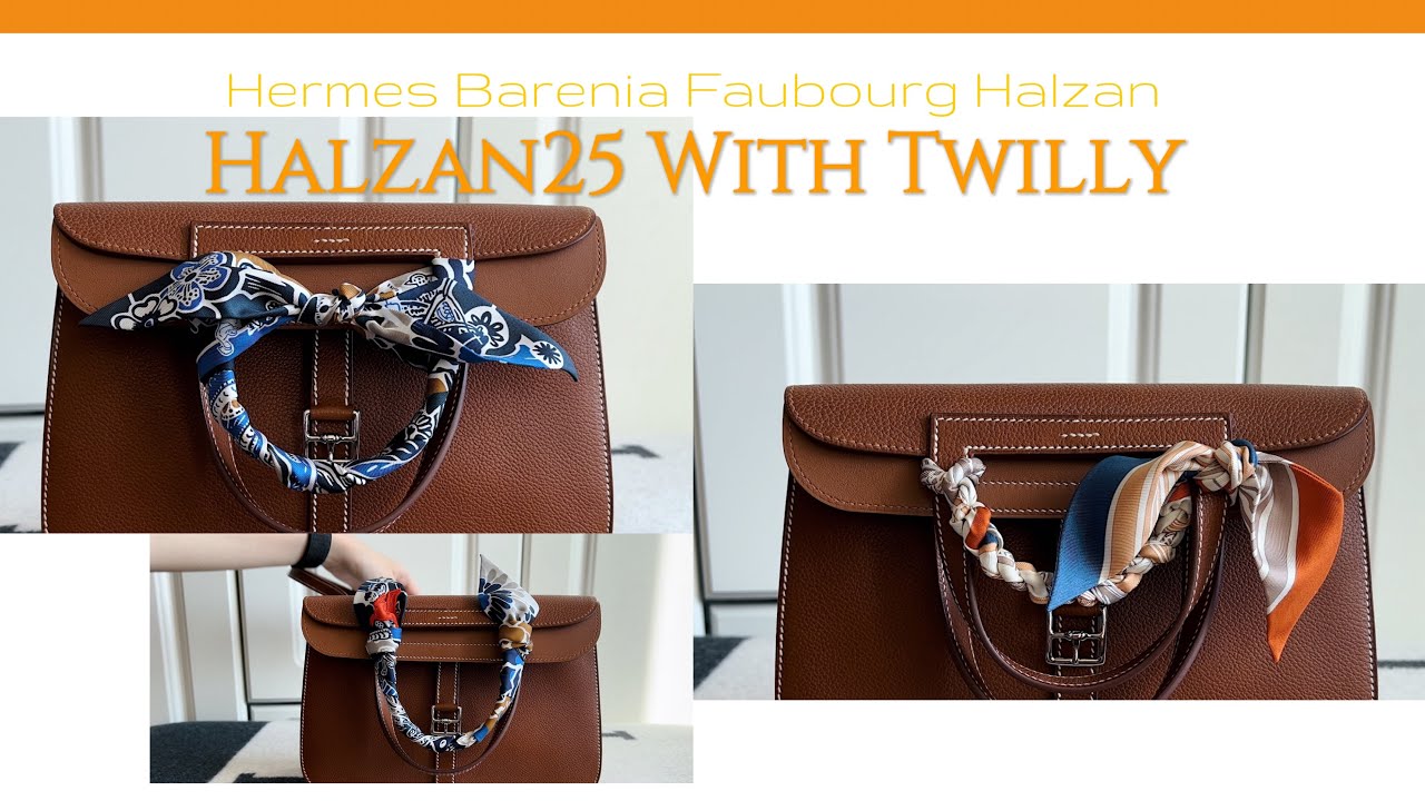 愛馬仕Halzan25綁Twilly簡易三式｜3 Ways to style Hermès Halzan25 with Twilly｜福寶馬鞍皮