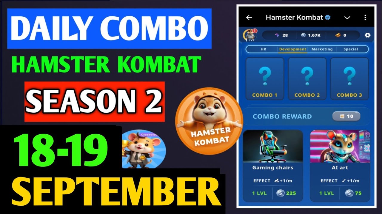 Hamster Kombat Gamedev Daily Combo | Hamster Kombat Daily Combo | 18-19 September Hamster Combo