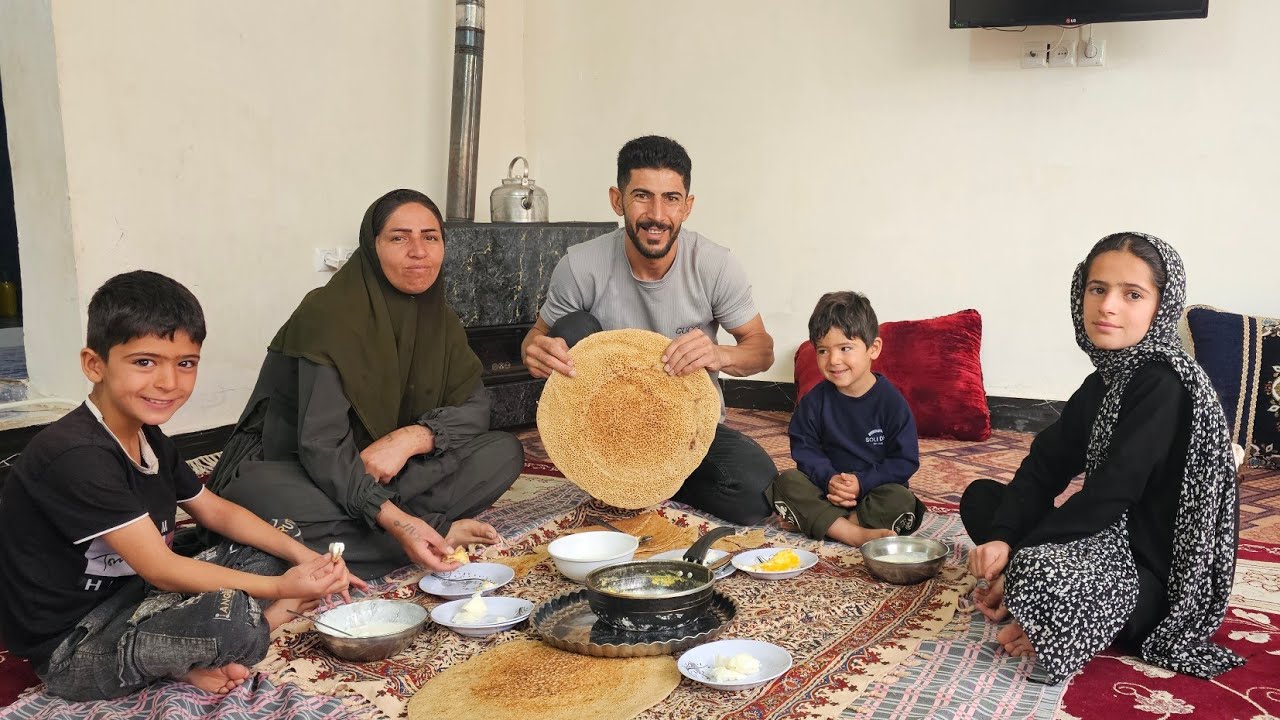 A beautiful rainy day in nomadic life: Baking traditional bread with Farzaneh