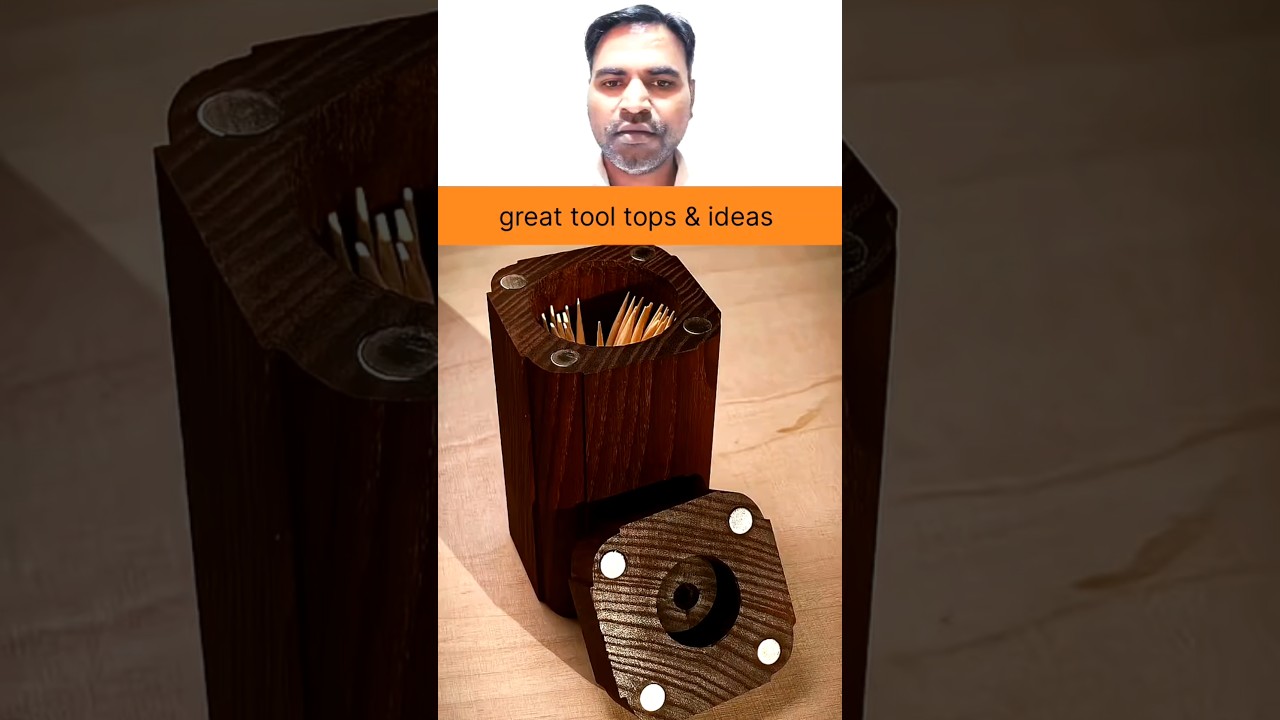 I make a solid wood toothpick holder. Cutting, milling, drilling, magnets, sanding, assembly