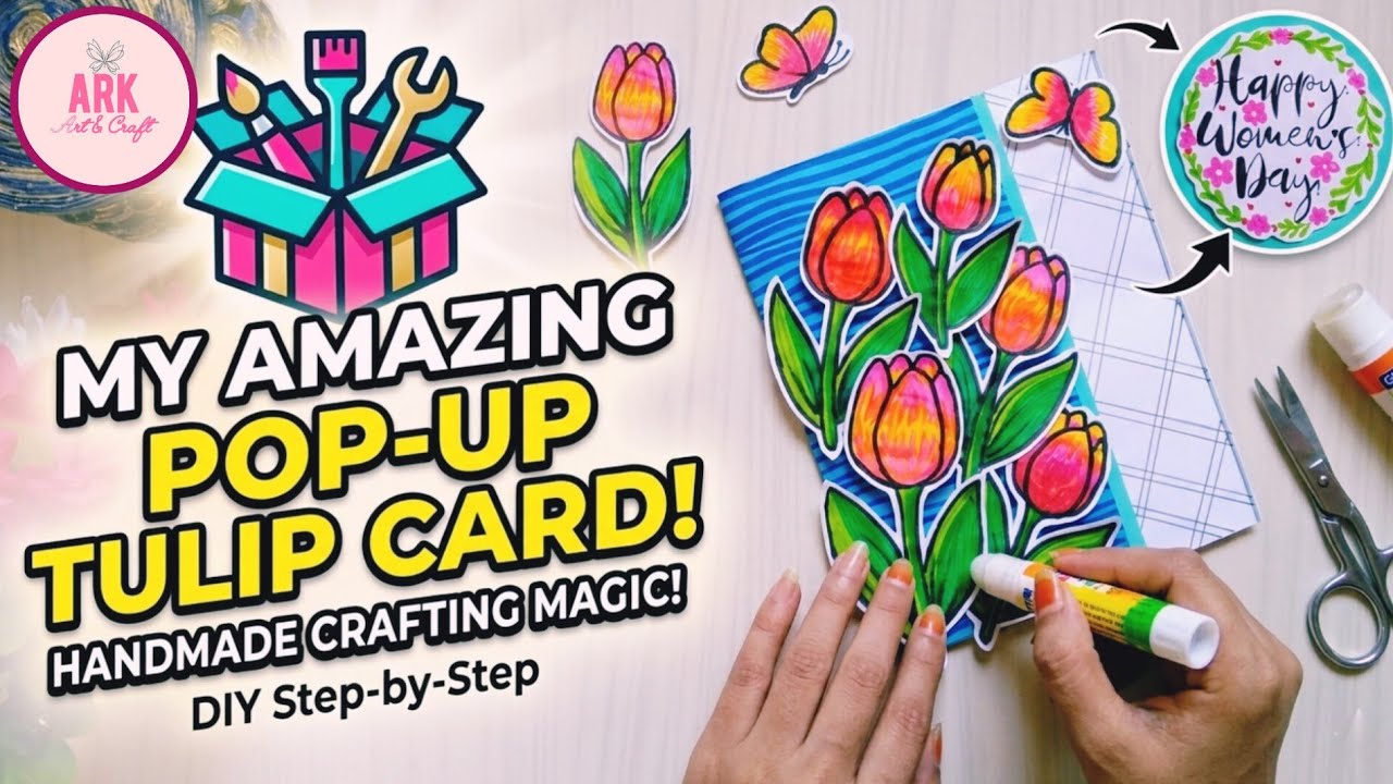😍How to Make a STUNNING Pop-Up Tulip Card! 🌷✨ (Step-by-Step)👩🏻‍🎨ARK Art & Craft 🎨