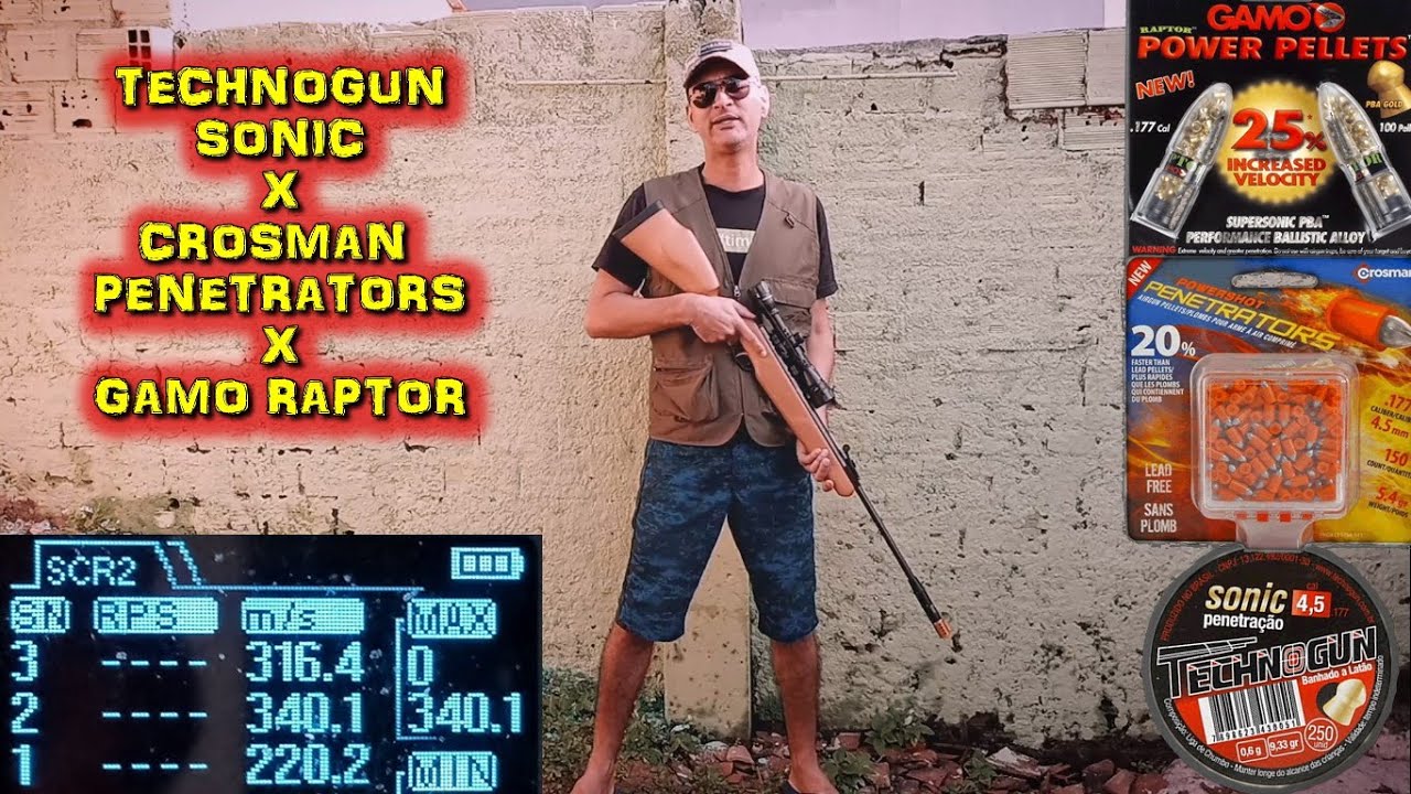 Technogun Sonic X Gamo Raptor X Crosman Penetrators - B19X 4.5 - Chumbo 4.5 para Caça