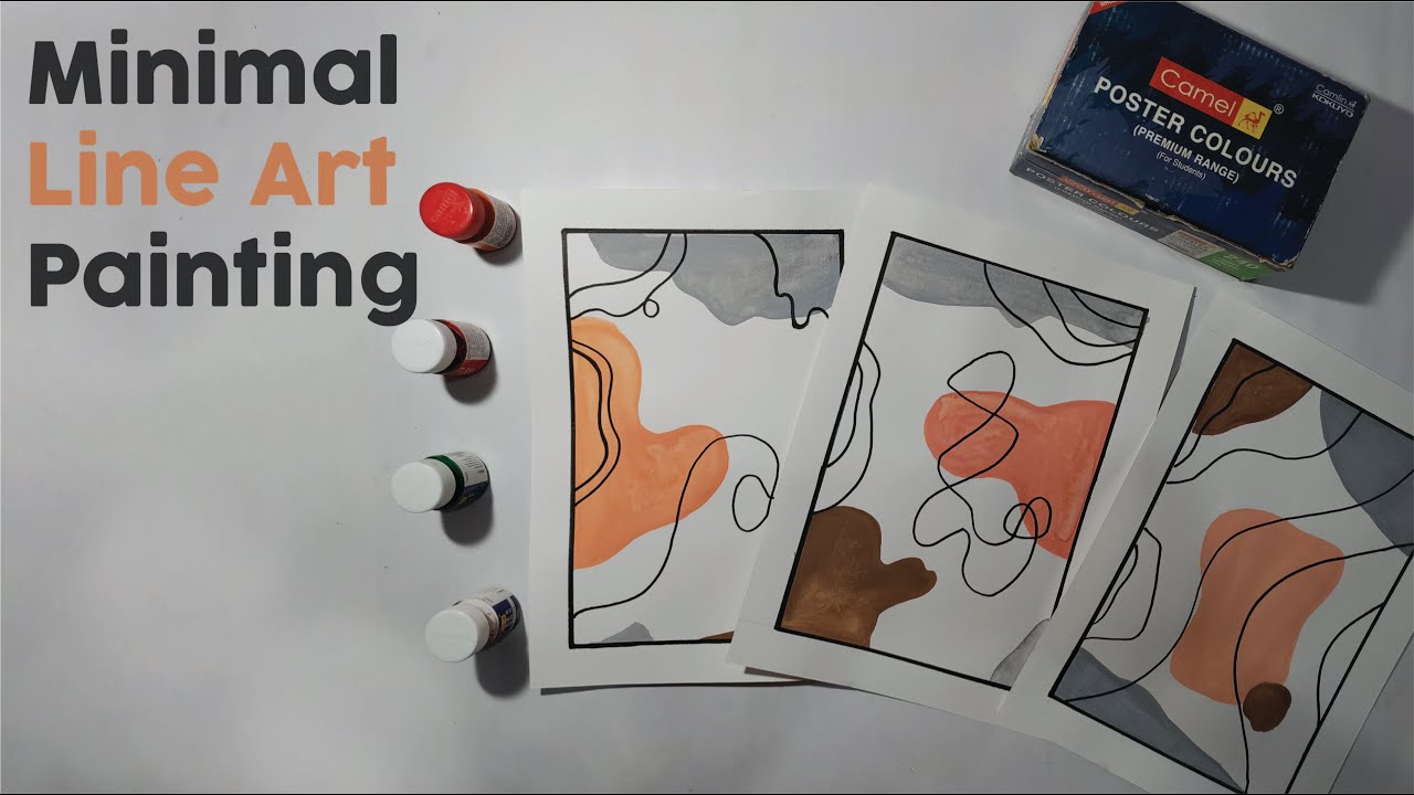 Minimal line art abstract painting | How to paint abstract art | DIY wall art for home | Part - 1