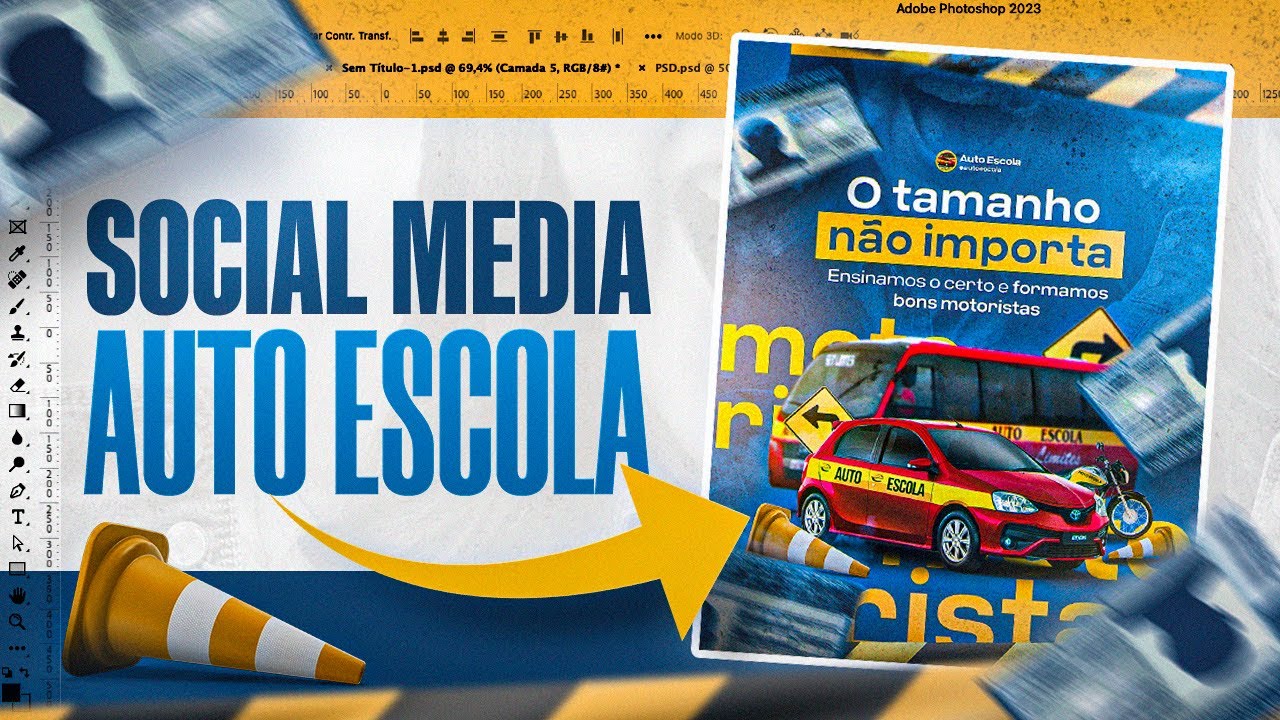 Como fazer arte para Instagram - Auto Escola (Photoshop 2023)