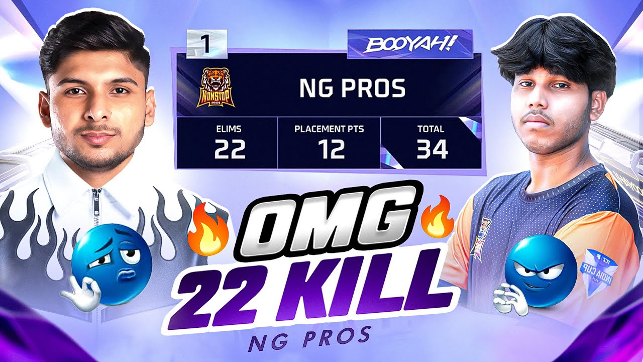 OMG ❗️22 Kills Booyah By NG Pros 🧡 in FFMIC ☠️ @NonstopGaming_ 
