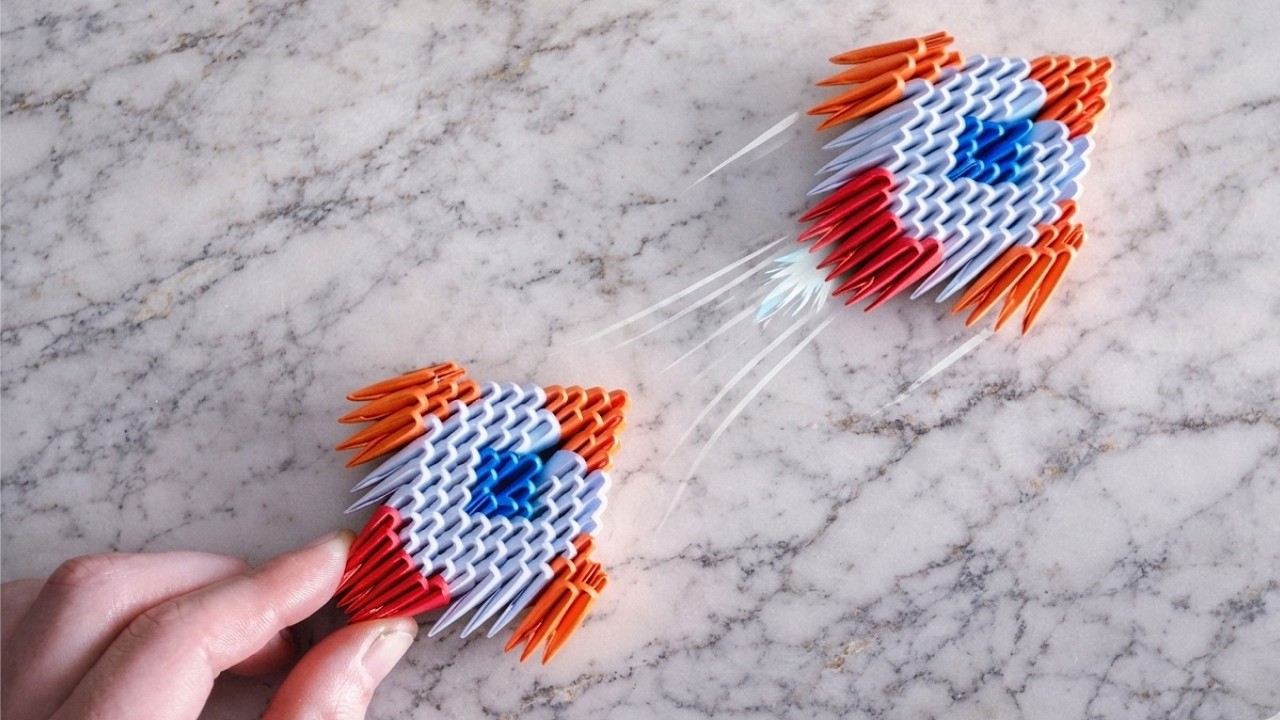 How to make a 3D origami Rocket. Modular origami rocket step by step instructions.