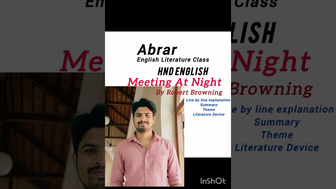 Meeting at night poem by Robert Browning/ in தமிழ் / HND English / Theme, Summary /