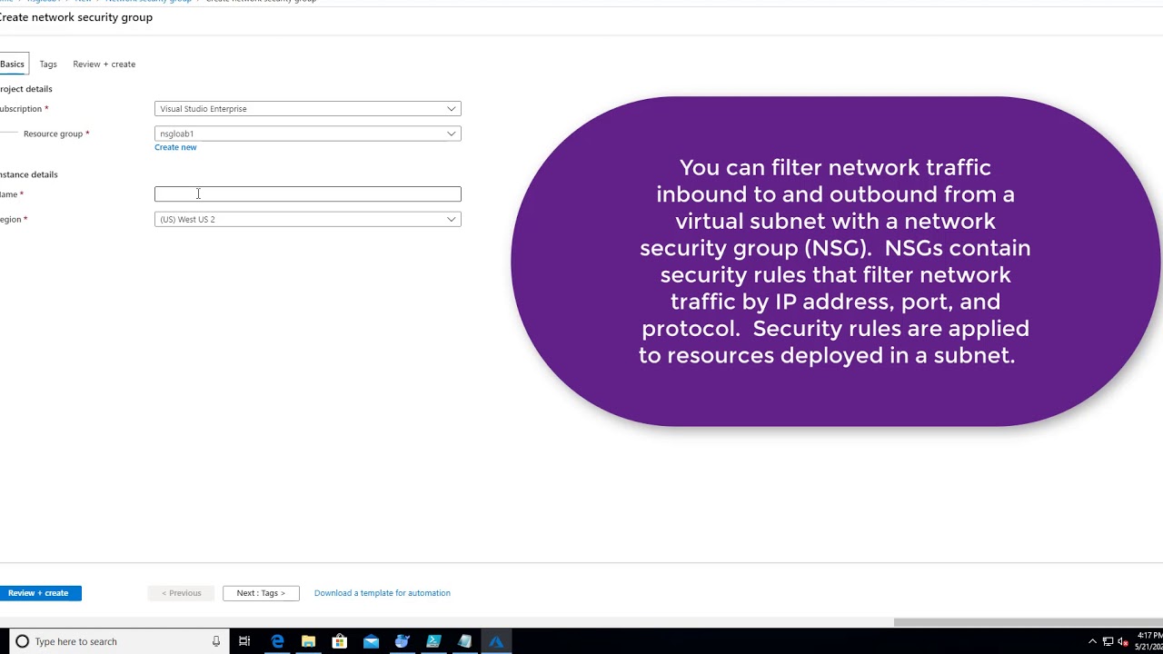 Azure lab Using Application Security Group az-500