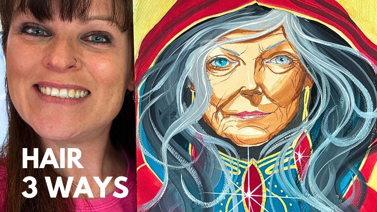 Paint Hair in 3 Easy Ways | Watercolor, Acrylic & Mixed Media