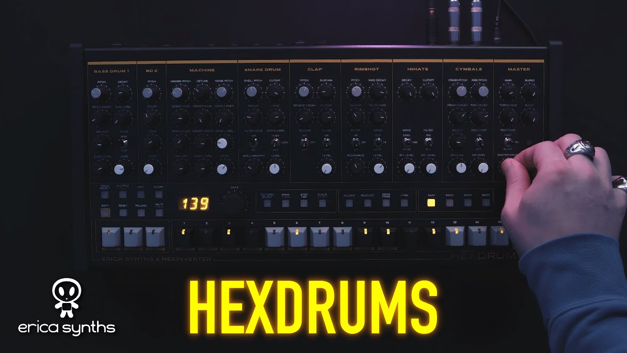 ERICA SYNTHS HEXDRUMS — TWISTING KNOBS: Raw Out-Of-Box Sound Tour  🔊⚙️🎚️