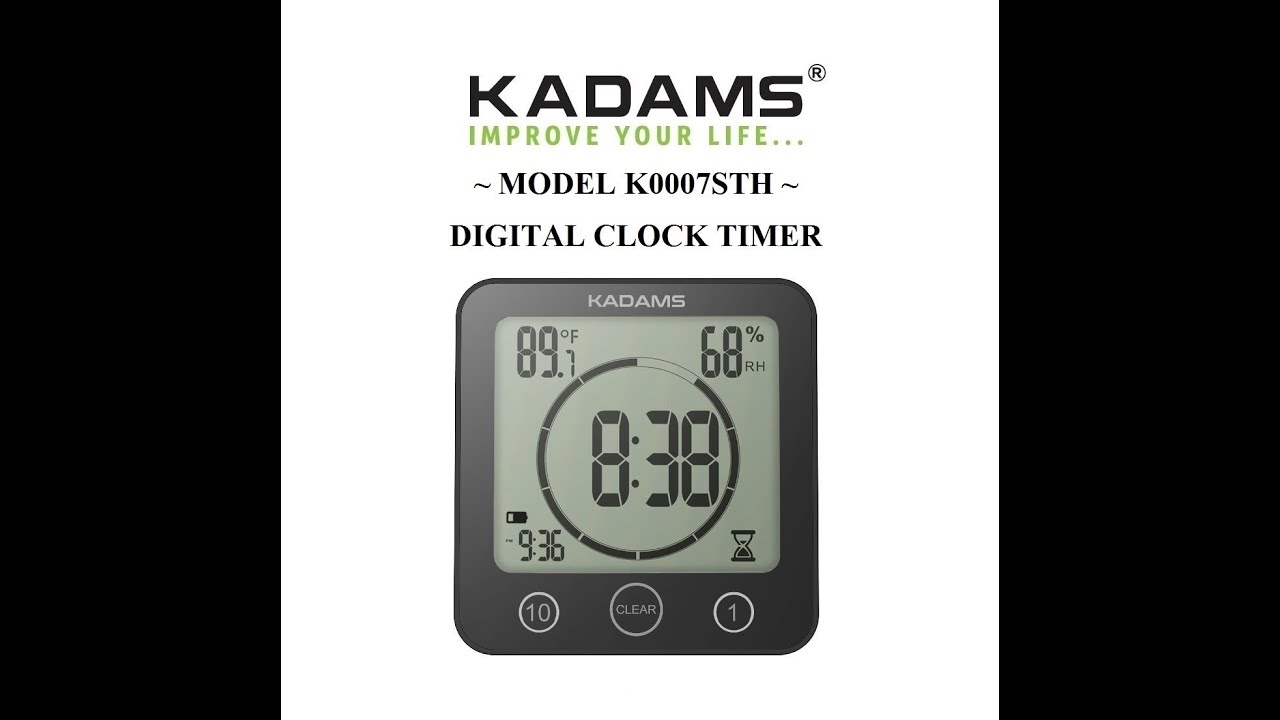 KADAMS Digital Bathroom Shower Kitchen Wall Clock Timer with Alarm - Model K0007STH