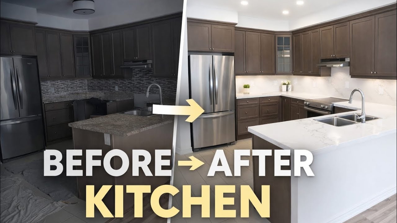 How to renovate a kitchen, change kitchen countertop to stone 