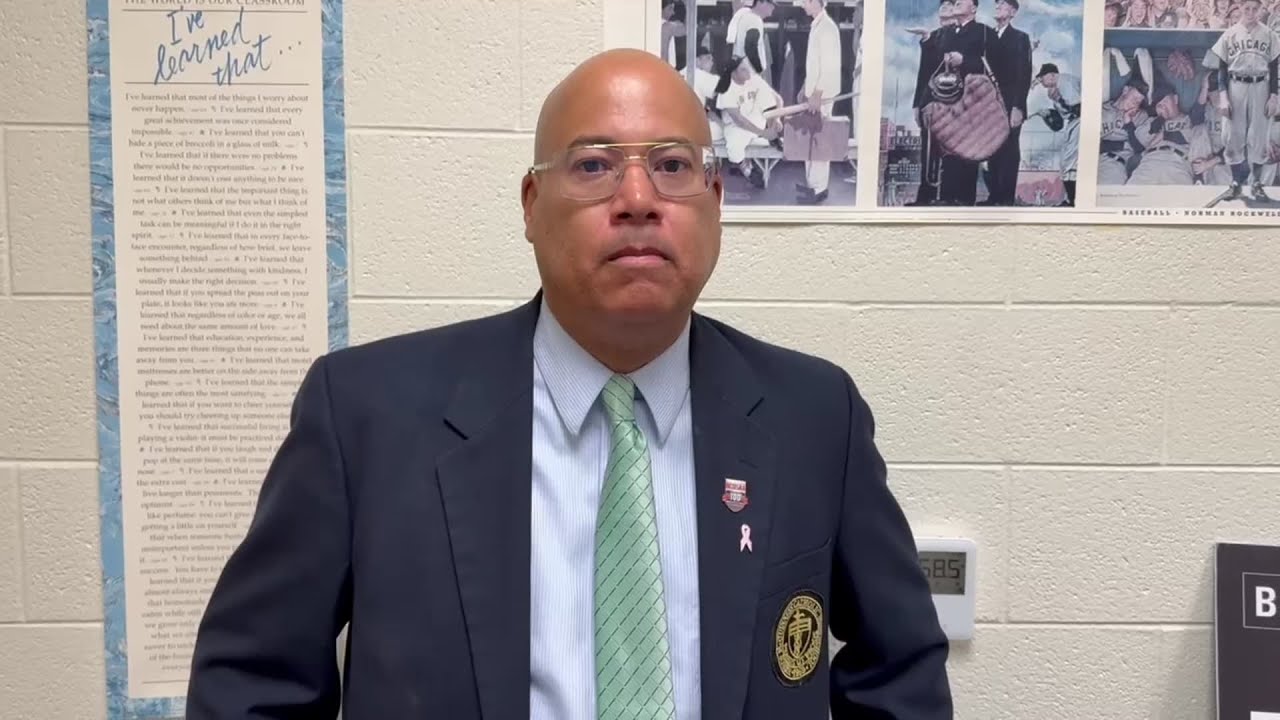Brian Robinson, the girls basketball coach at Bishop McGuinness, discusses his team's win Friday