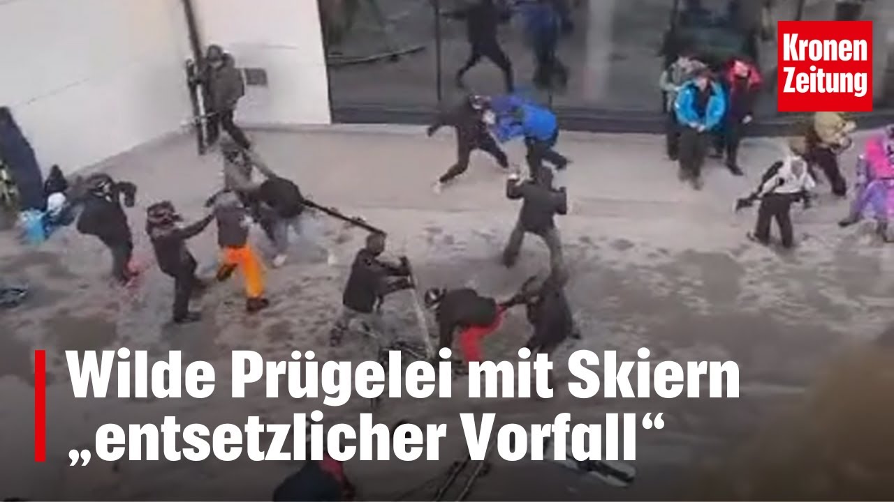 Mit Ski und Stöcken: Fußballfans prügeln aufeinander ein | krone.tv NEWS