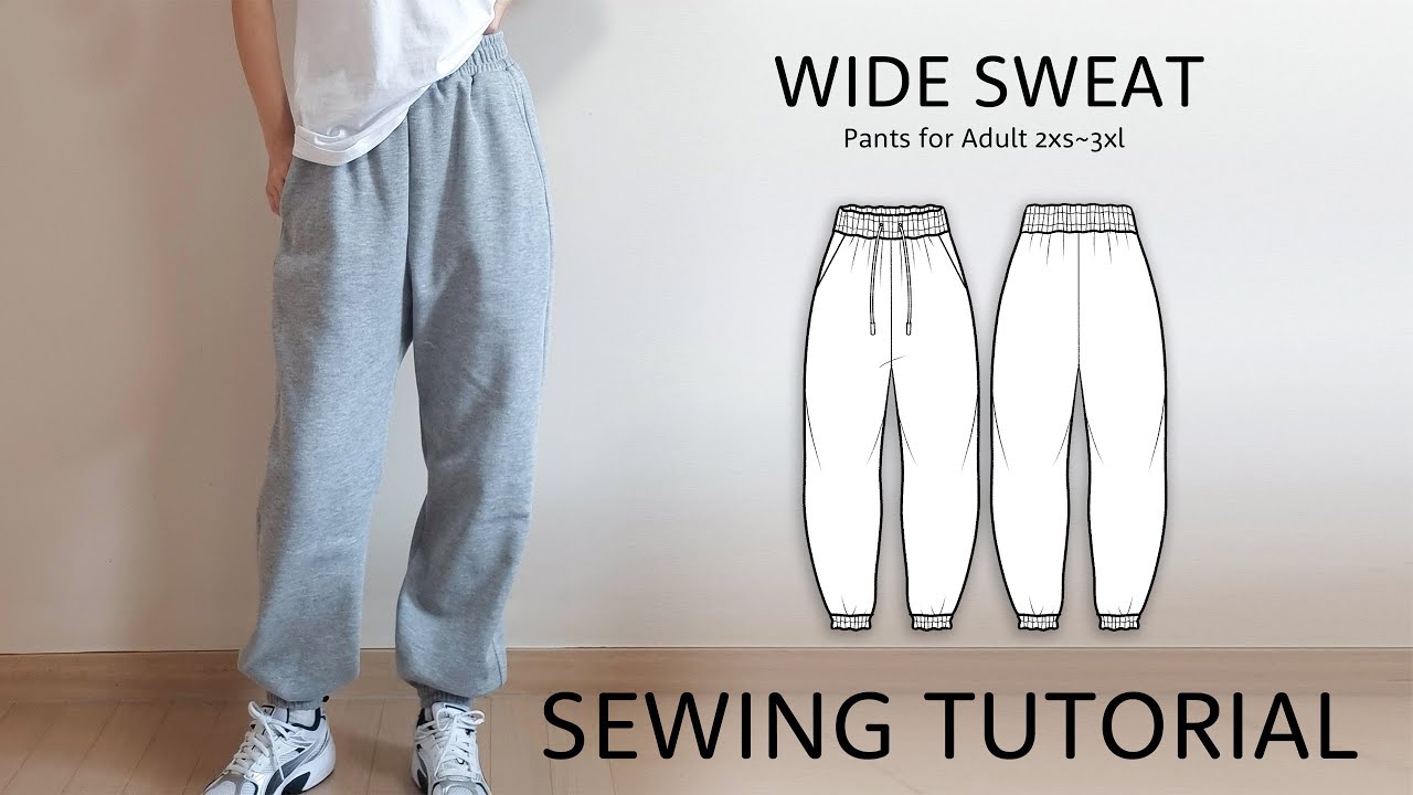 소잉일기 패턴/성인 와이드 스웨트 팬츠/Wide sweat pants for adult