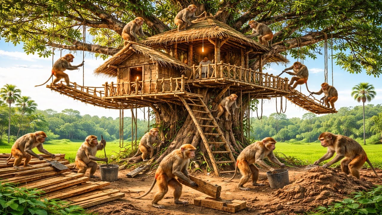 Luxury Jungle Tree House… Built by Monkeys?! 🐒🌳😱 (4K)