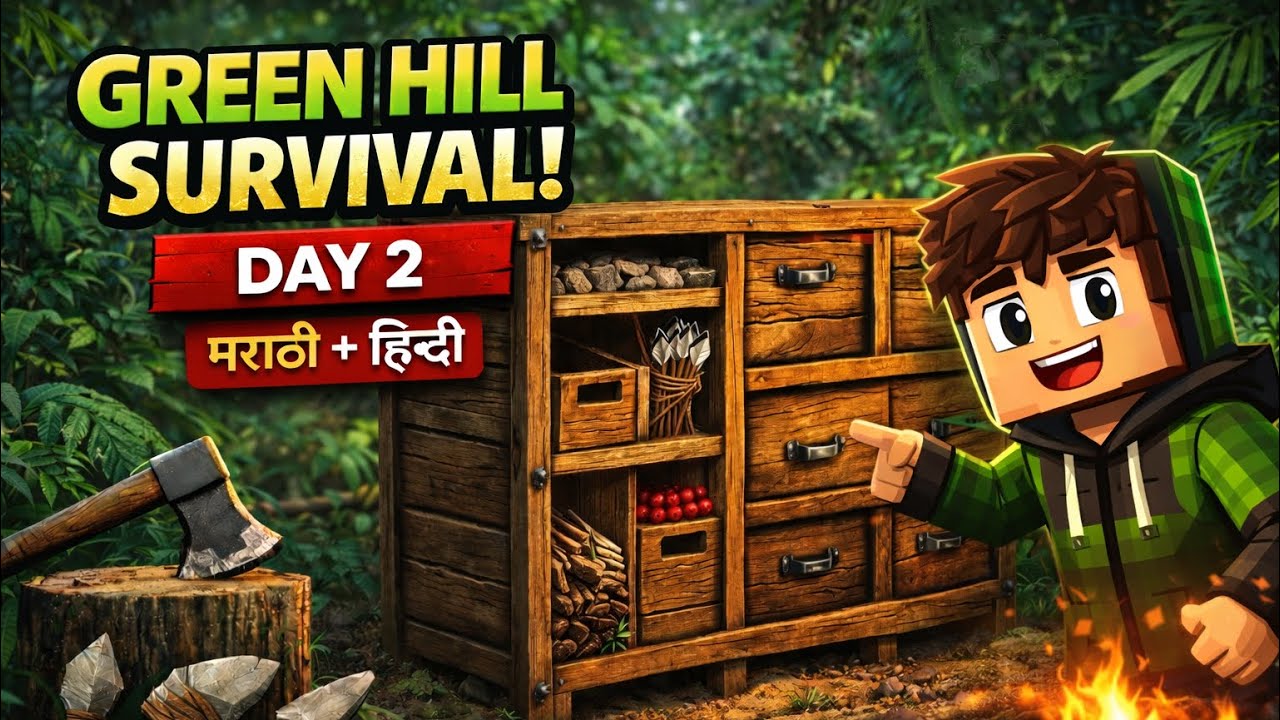 GREEN HILL SURVIVAL DAY 2 🔥 New Storage System Build | Marathi + Hindi LIVE #greenhell 