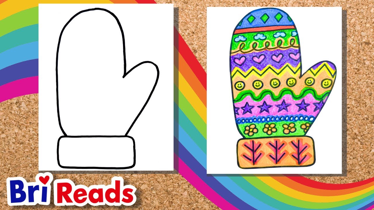 How to Draw a Colorful Mitten Craft!