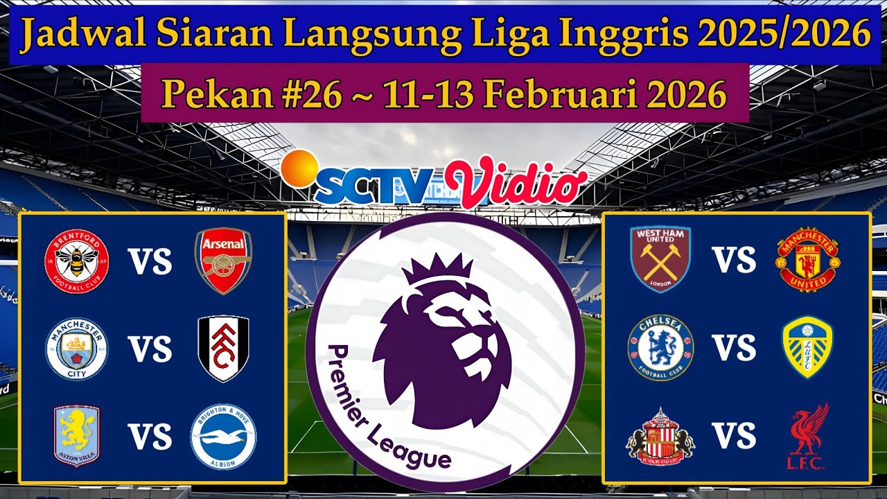 Jadwal Liga Inggris Live SCTV - West Ham vs Man United - EPL 2025/2026 Pekan 26