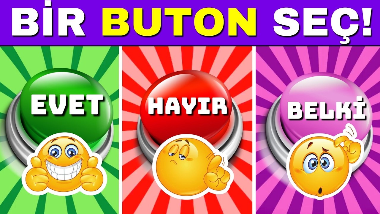 Bir BUTON Seç! 🟢🔴🟣 Evet Hayır Belki Oyunu 🤔