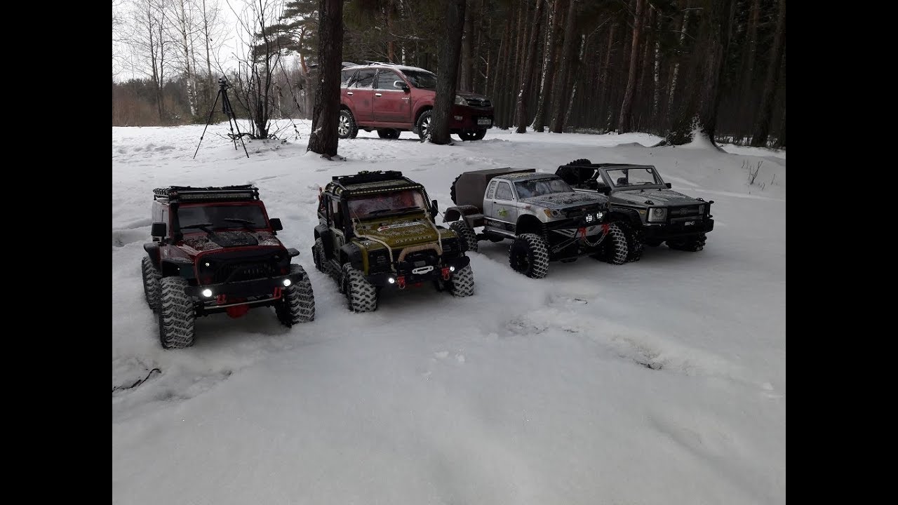 Тест по снегу. HG-P402, Remo Hobby Trial Rigs Truck, RGT EX86100, Traxxas TRX-4