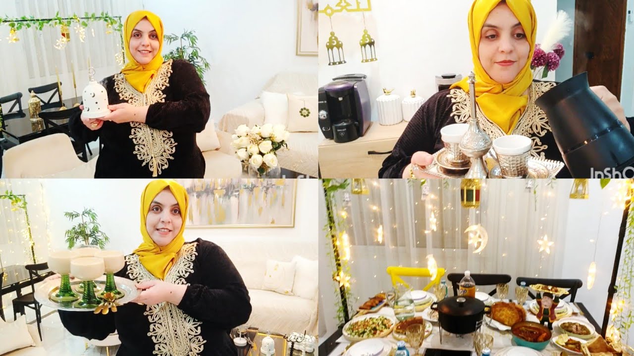 طاولة رمضان 3 🌜دبارة اليوم  شربة شعير و بريك سلاطة خضراء و كمونية و  عصيدة بوفريوة البوزا